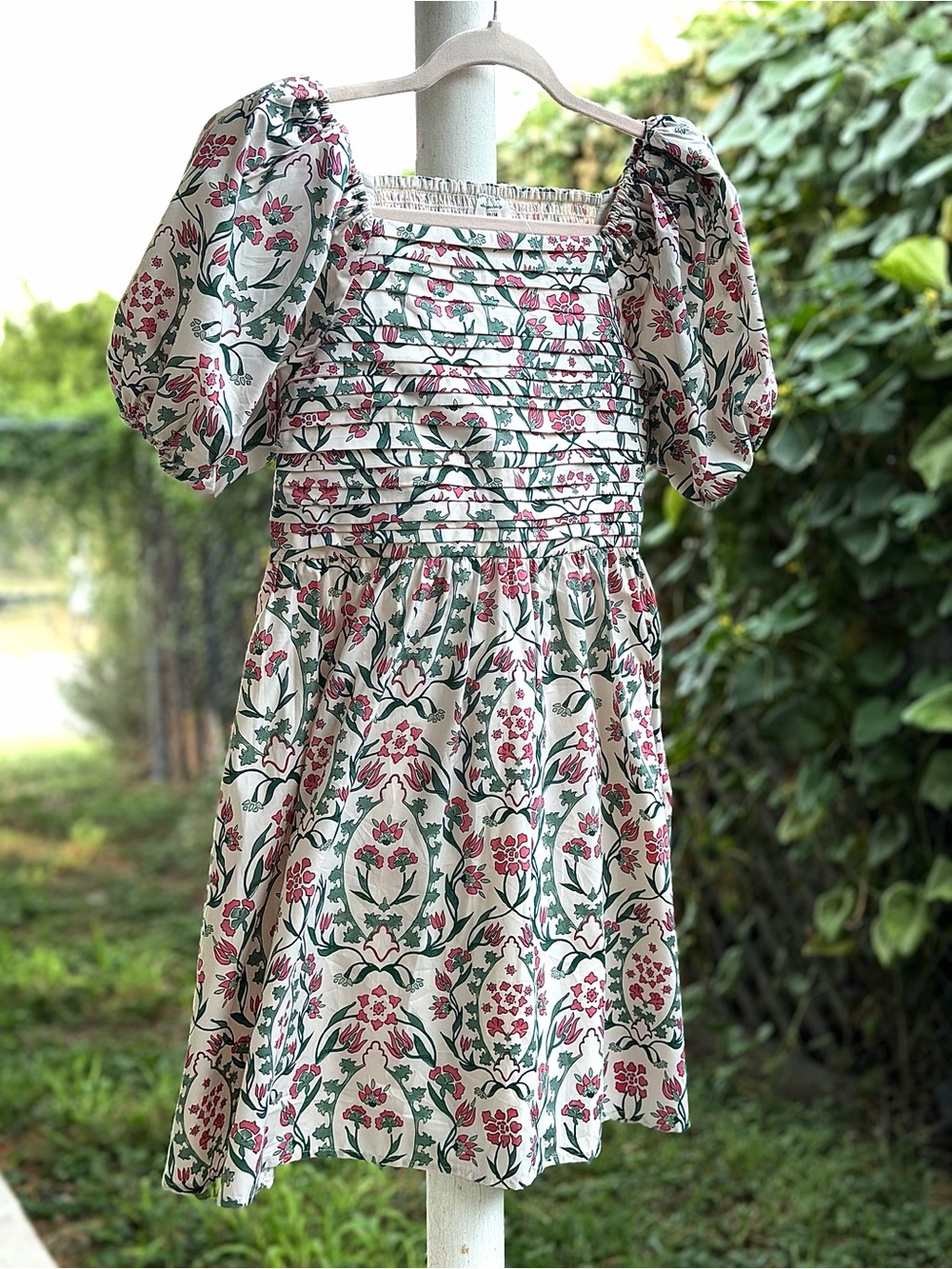 abercrombie kids Emerson dress with pink floral and green vines